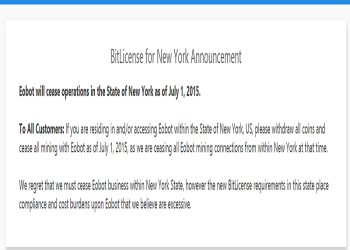 BitLicense Damage: Eobot Ceases New York Operations
