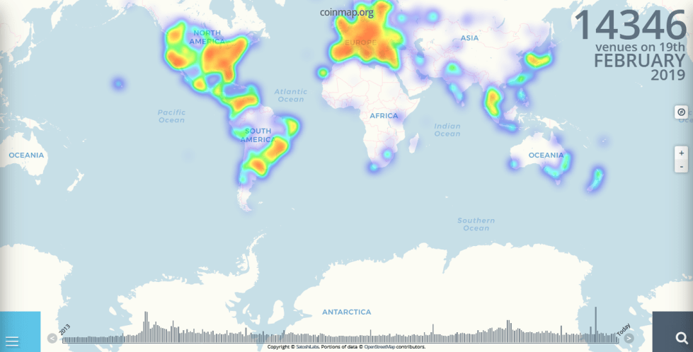 Global Bitcoin Acceptance Heat Map