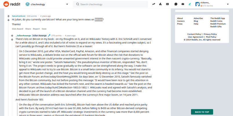 WikiLeaks on Bitcoin