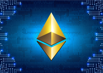Picture of an ethereum logo with circuit-like lines around it, as Stoner Cats NFTs debuts on Ethereum network
