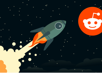 Picture of a rocketship heading toward a Reddit Moon