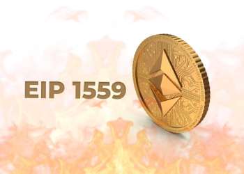 Picture of an Ethereum coin with EIP-1559 written next to ti
