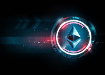 Picture of an Ethereum logo in a computer simulation