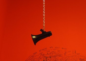 Coin Center, a hanging megaphone