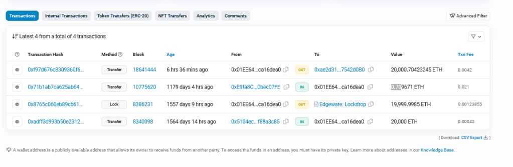 ETH whale transfers coins | Source: Etherscan