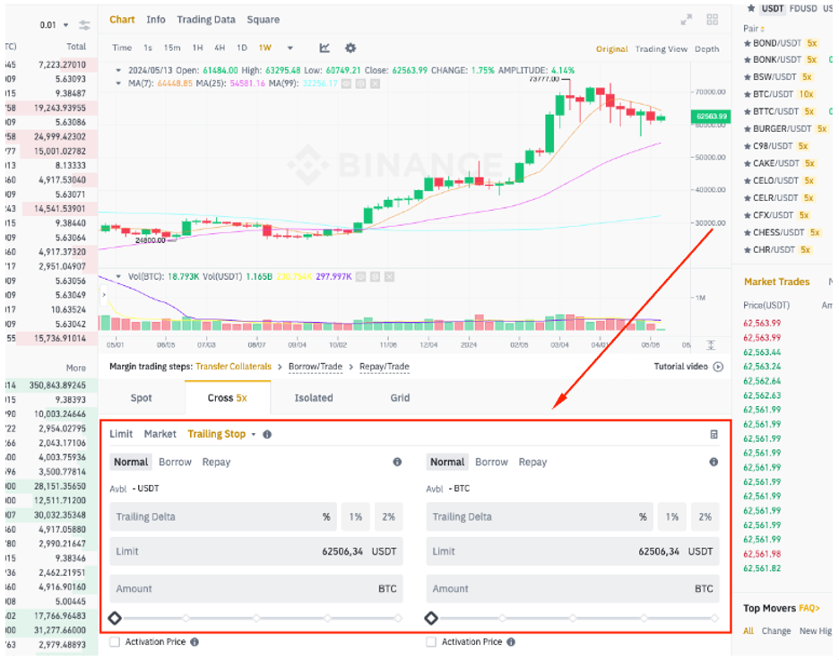Binance stop loss exchange