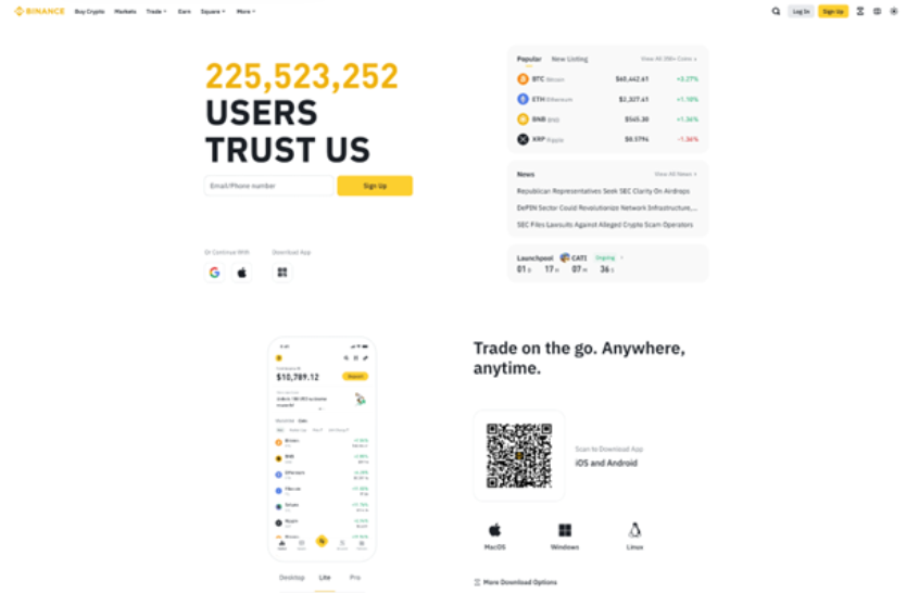Binance website