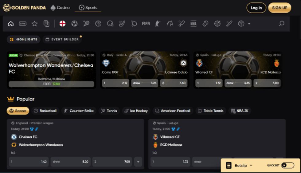 Golden Panda залози на живо