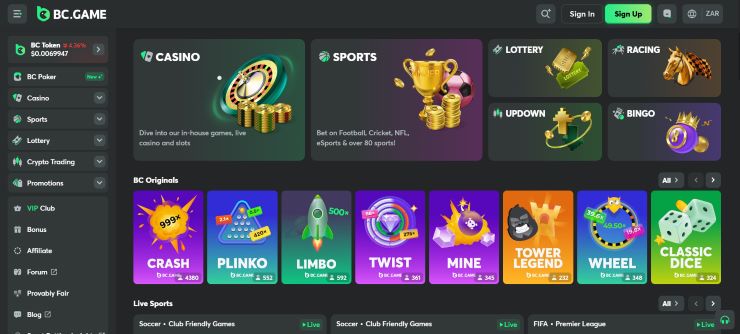 a screenshot of the promotions page at BC Game Litecoin online casino