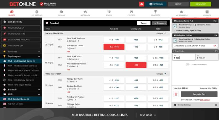BetOnline MLB odds BetOnline MLB odds