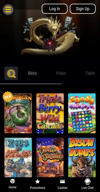 Black Lotus Mobile Casino Homepage