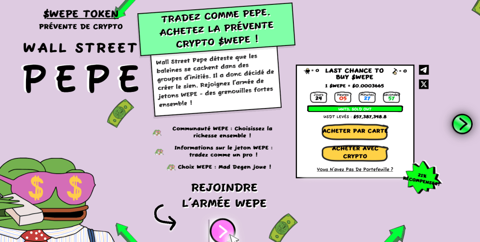 Prévente du projet Wall Street Pepe