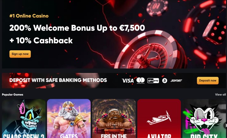 instant casino начален екран