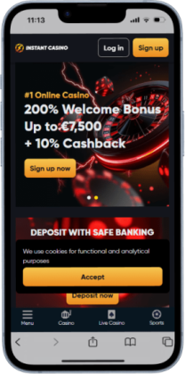 A screenshot a leading PayID Casino - Instant Casino