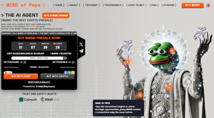 Mind of Pepe $MIND AI agent coin website