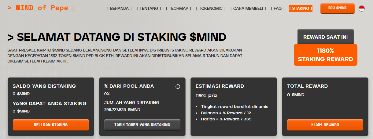 Staking MIND - Cara beli Mind of Pepe