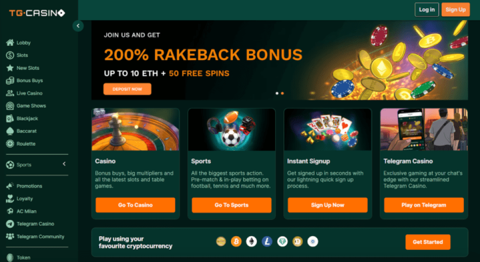 TG.Casino рейкбек бонус