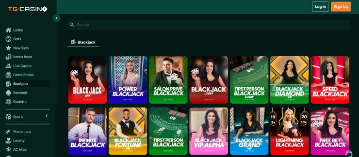 TG Casino Bitcoin Blackjack