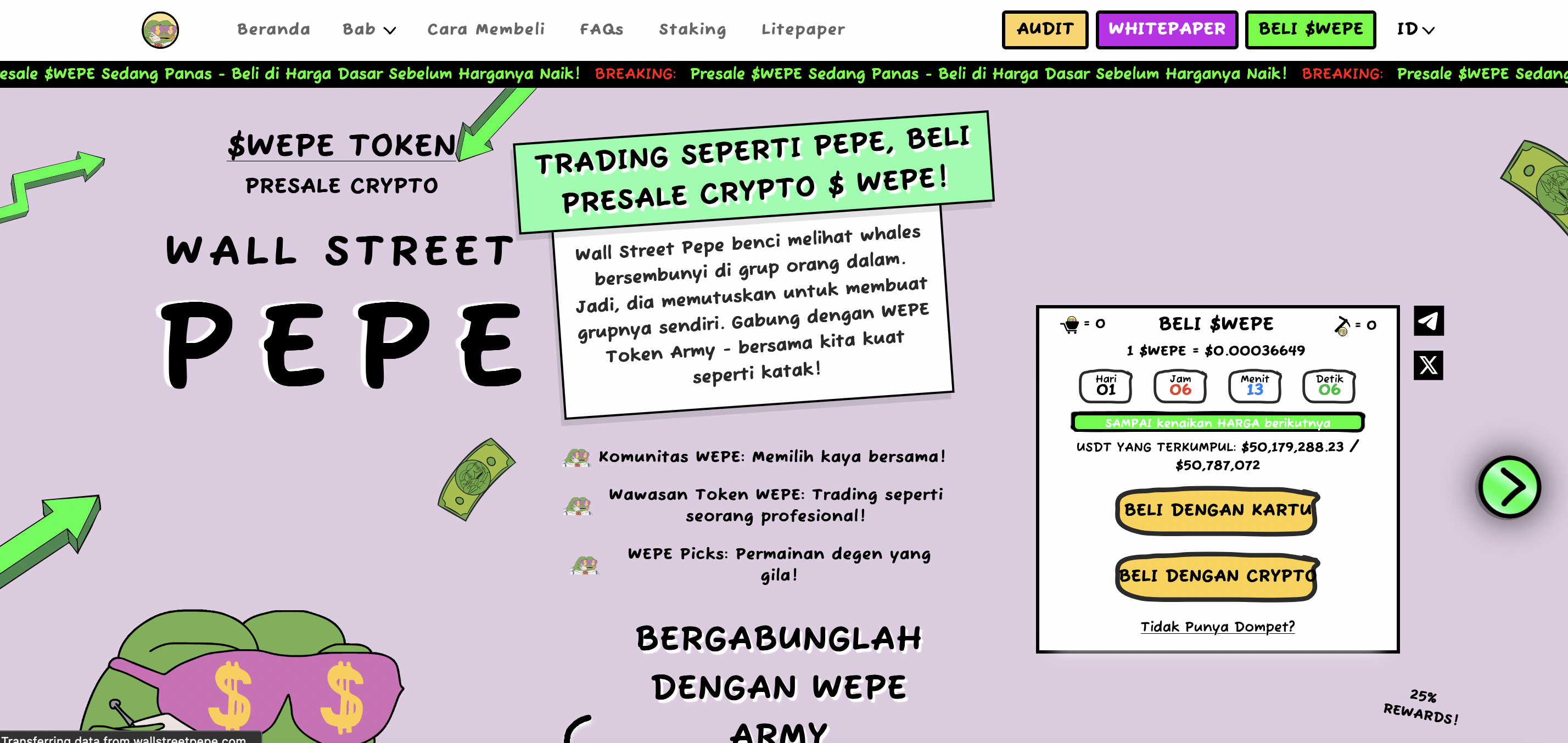 Wall Street Pepe tembus $50 Juta