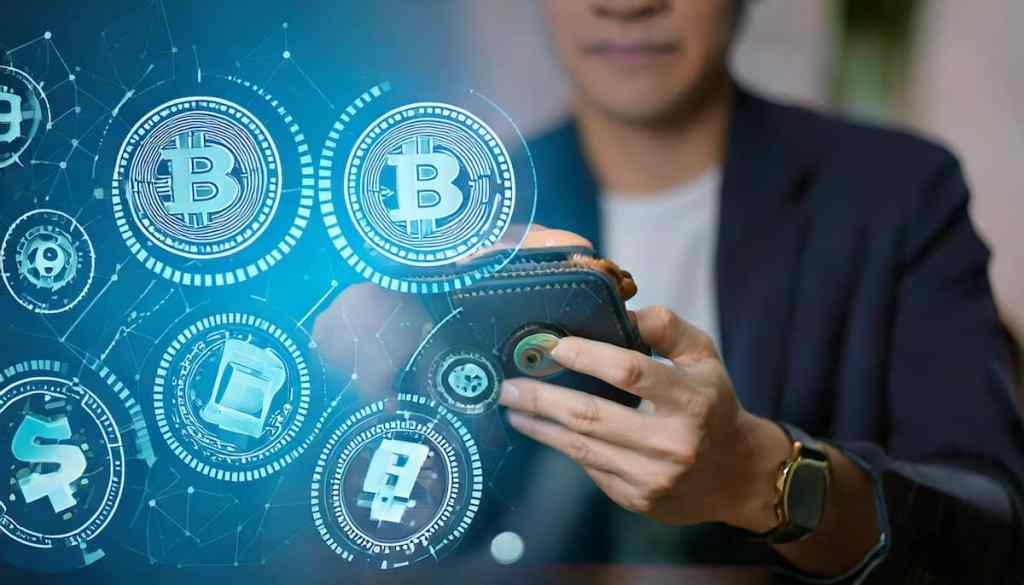 仮想通貨の情報収集をしている男性