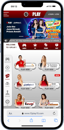 home page of 12Play casino