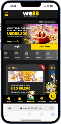 home page for We88 for Malaysian players