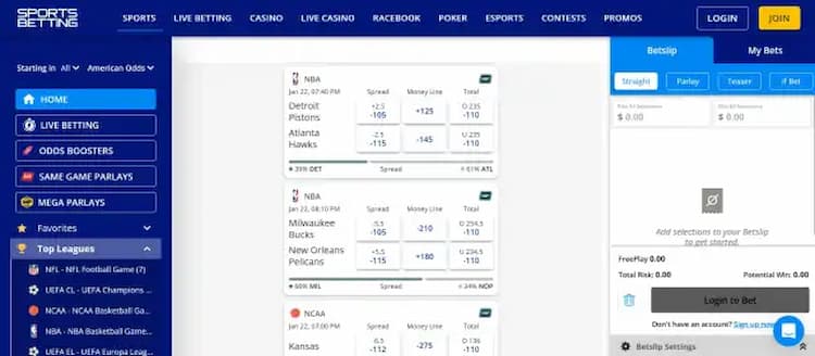 Iowa sportsbook Sportsbetting.ag NBA odds