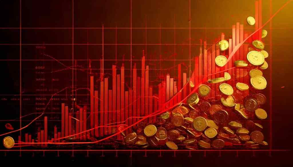 赤いチャートと降り注ぐトークン