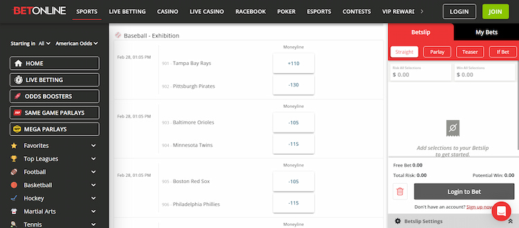 mlb betting sites BetOnline MLB odds