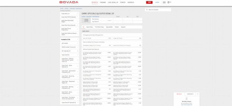 A screenshot of Bovada florida sports betting site A screenshot of Bovada florida sports betting site