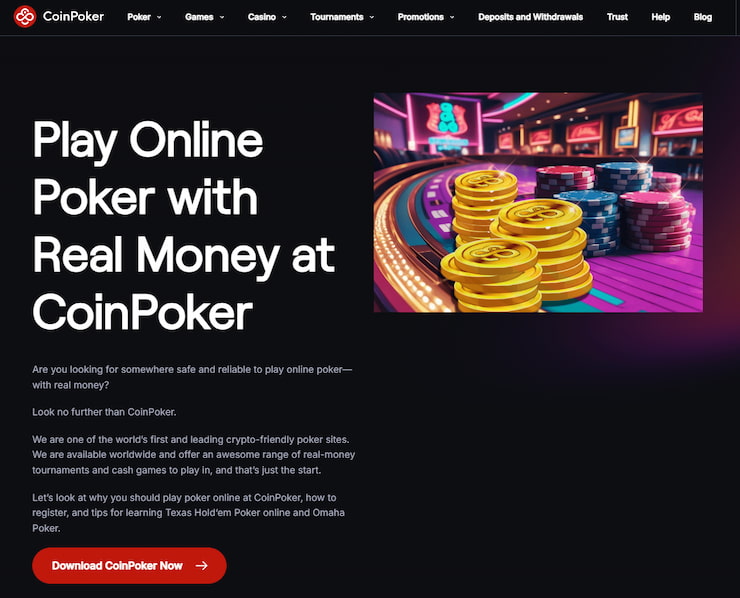 Online pokers - CoinPoker - labākās tiešsaistes pokera istabas