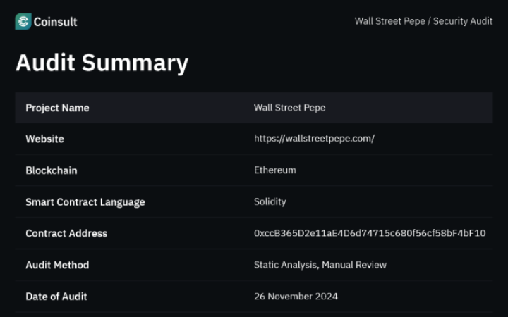Coinsult Wall Street Pepe