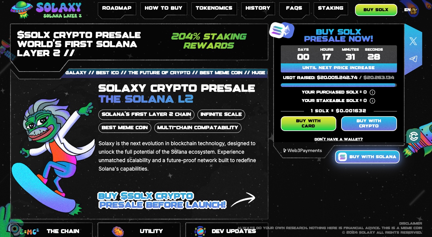solaxy мина $20 милиона в своята предварителна продажба