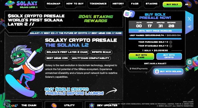solaxy мина $20 милиона в своята предварителна продажба