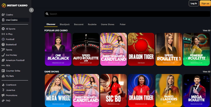 Ārzemju kazino -Instant Casino - 10% naudas atmaksa katru nedēļu