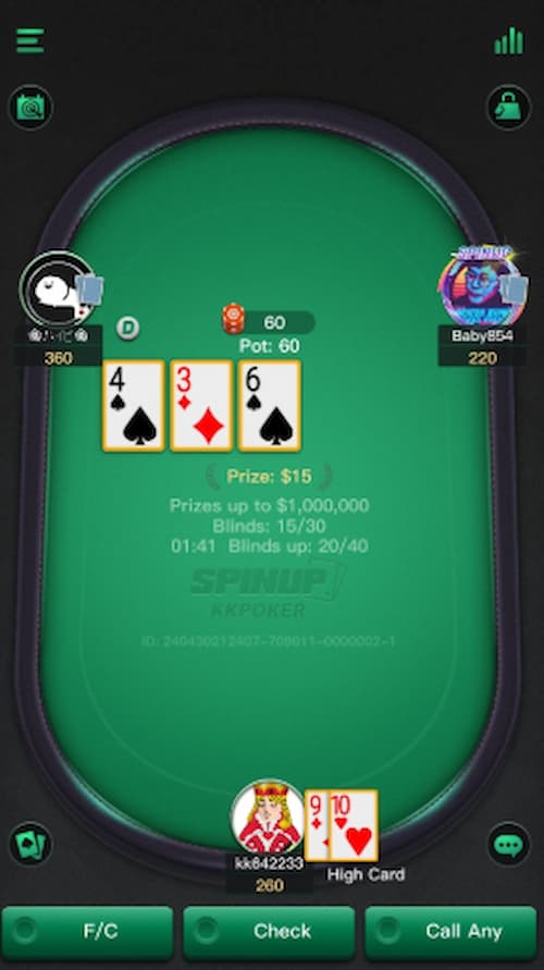 KKポーカーでプレイ