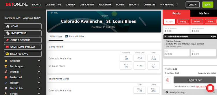 new mexico sports betting NHL odds BetOnline