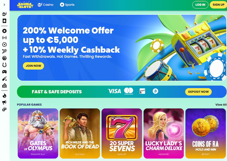 SambaSlots Casino - lielākais bonuss jaunajiem spēlētājiem