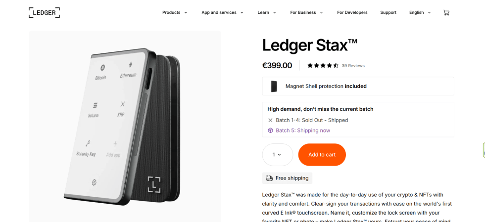 Ledger Stax - Сигурен хардуерен крипто портфейл