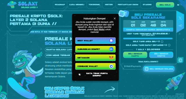 Hubungkan dompet - Prediksi harga Solaxy