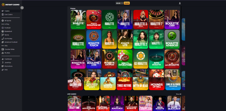 instant casino roulette games 
