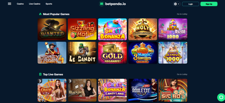 A view of the popular games at BetPanda, one of the best no verification casinos