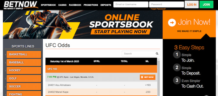 new mexico sports betting UFC odds BetNow