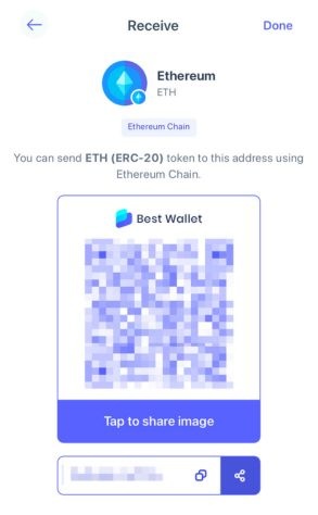 Best WalletのETH入金画面