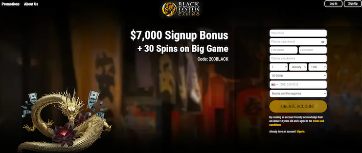 black lotus washington casino sign up page