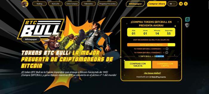 La preventa de BTC Bull alcanzó los 2.7 millones de dólares.