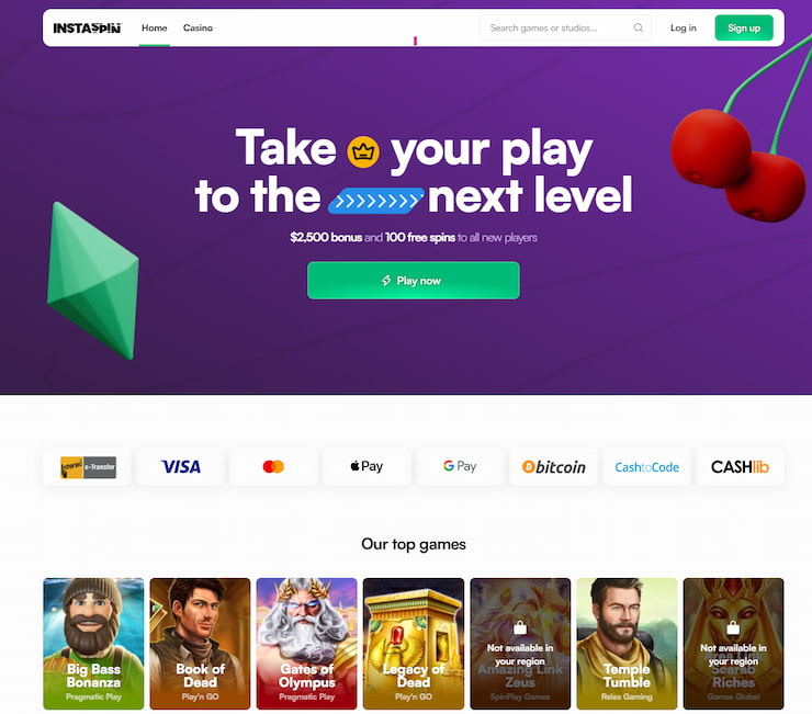 Instaspin Casino - vairāk nekā 2000 spēles no pasaules labākajiem izstrādātājiem