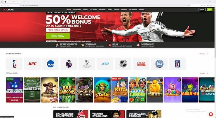 main page of betonline alaska sportsbook