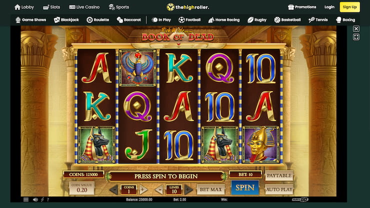 playing Book of Dead on The High Roller