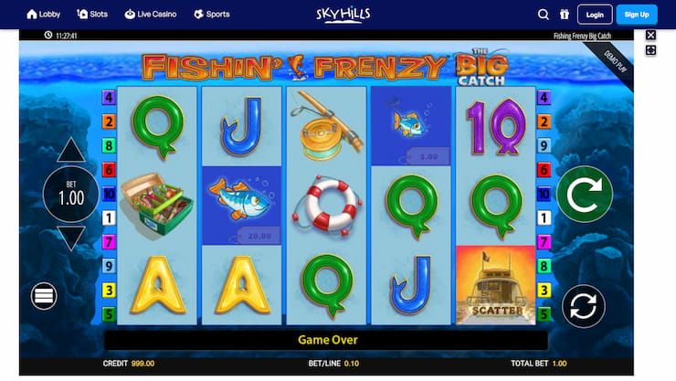 playing Fishin’ Frenzy The Big Catch on Sky Hills